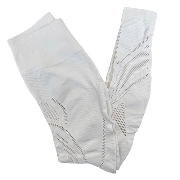NUX White Cutout Perforated Leggings Sz S - Picture 1 of 5
